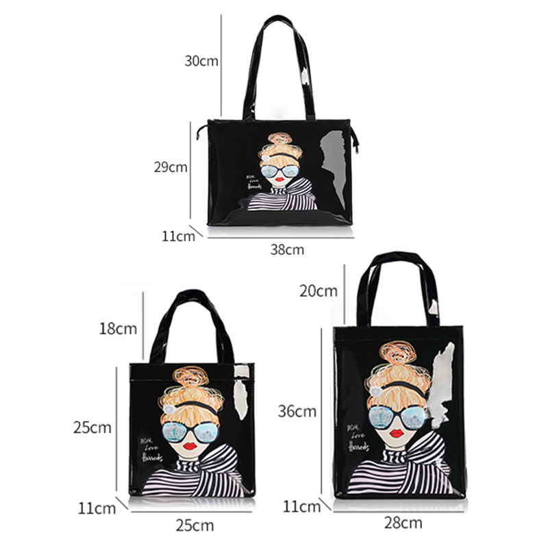 KOKOPEAS, bolso de compras con gráfico a la moda, bolso de hombro de PVC impermeable reutilizable, bolso de estilo Londres, bolso de compras para mujer