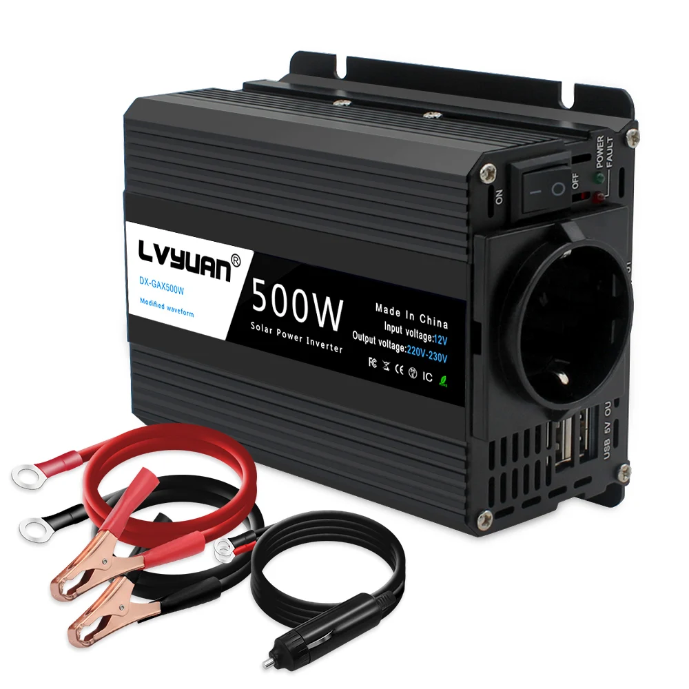 Xe Inverter 12 V 220 V Công Suất 500W/1500W/2000W Bộ Chuyển Đổi 2 Cổng USB EU Ổ Cắm webasto 12 V Tự Động Inversor12v 220 V Biến Năng Lượng Mặt Trời