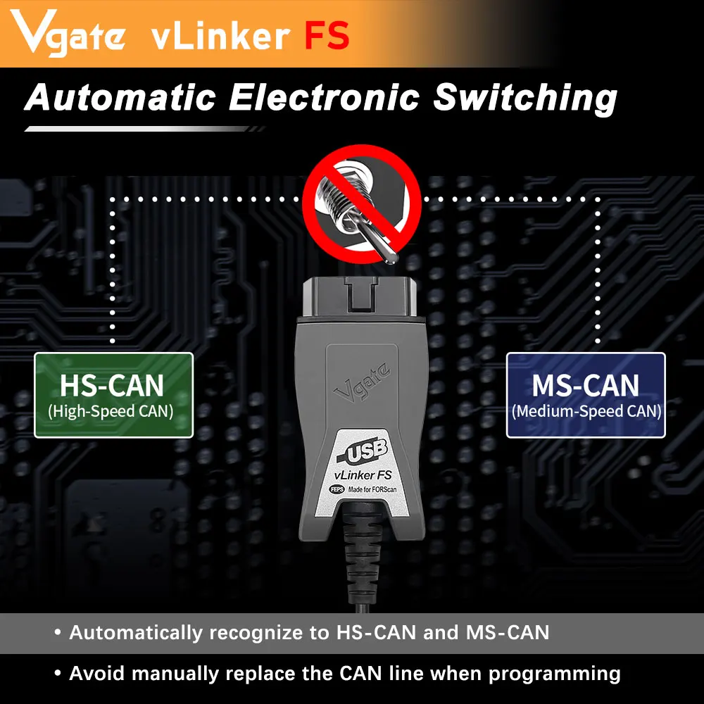 Vgate vLinker FS ELM327 Pour Ford FORScan HS/MS-CAN ORME 327 OBD 2 OBD2 Scanner Diagnostique De Voiture Outils D'interface OBDII Pour Mazda
