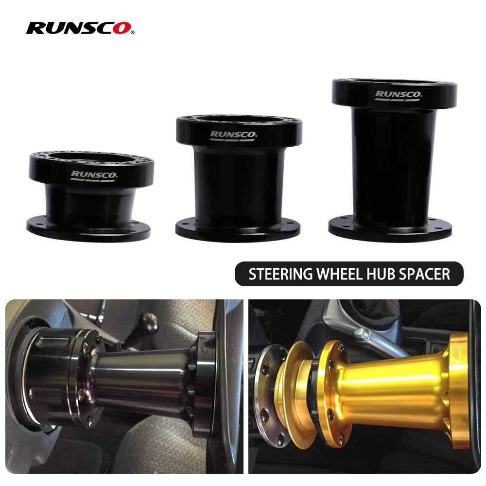 Lenkradnaben-Abstandshalter-Set, 51 mm, 76 mm, 101 mm, Lenkradnabe, Boss-Kit, Adapter-Abstandshalter, Schwarz/Gold