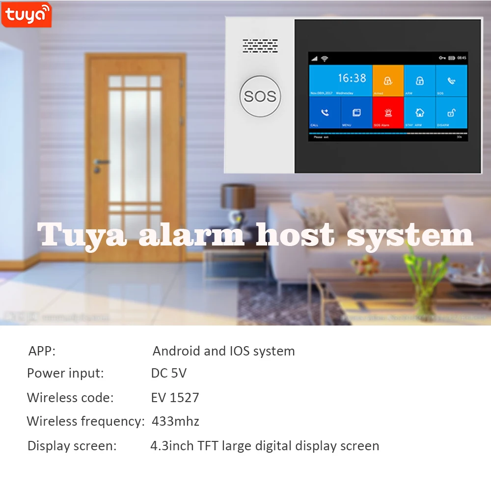 Tuya GSM Wifi Báo Động 4G Báo Trộm Không Dây Dùng Cho Gia Đình Kinh Doanh Màn Hình Cảm Ứng Báo Động Ứng Dụng Di Động Điều Khiển Từ Xa Thông Minh nhà Còi Hú