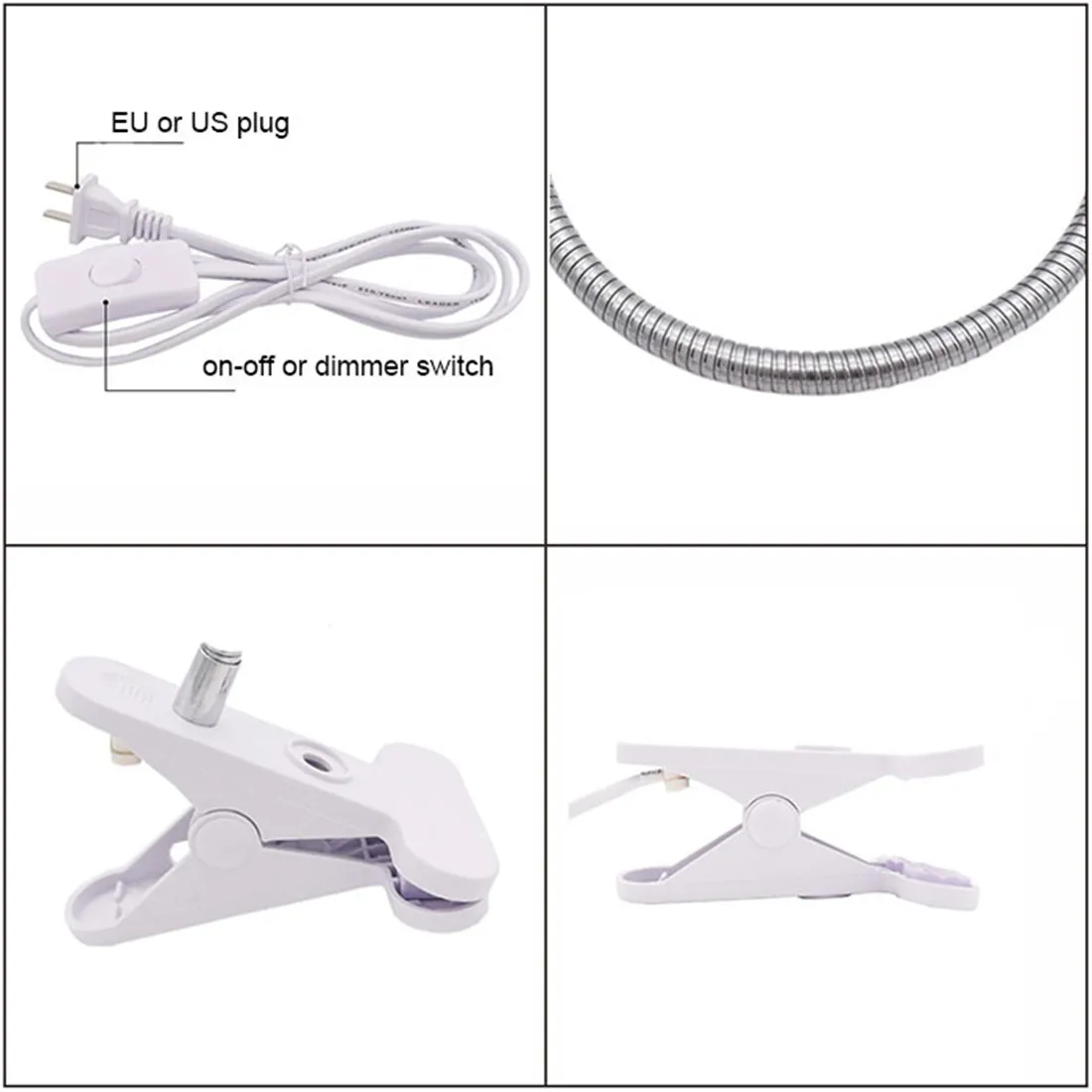 สีดําสีขาวปลั๊กคลิปสัตว์เลื้อยคลานโคมไฟความร้อนปรับ Gooseneck Aquarium ถังโคมไฟความร้อนสําหรับเต่า Lizard Snake Terrarium