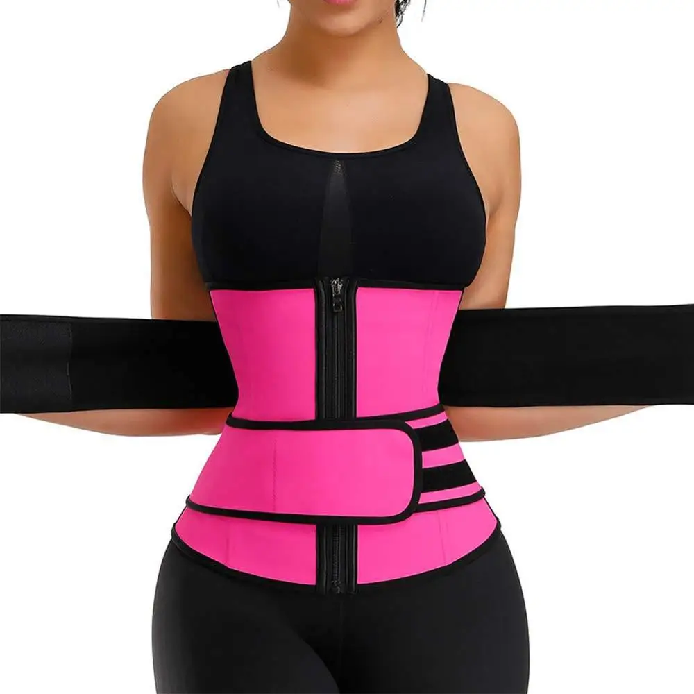 Cinto duplo fino feminino com zíper, cinto abdominal magro, cinto de emagrecimento de cintura esportiva