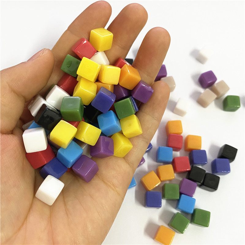 100 Cái/bộ 8Mm Trong Suốt Vuông Góc Khối Lập Phương Nhiều Màu Sắc Rõ Nét Con Xúc Sắc Cờ Góc Cho Board Game