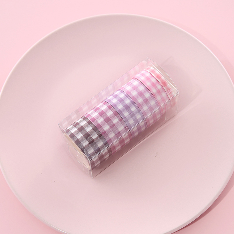 和紙テープ 装飾リボン 文房具 6 個粘着マスキングテープステッカーかわいいグリッドわしたテープ学用品和紙テープセット