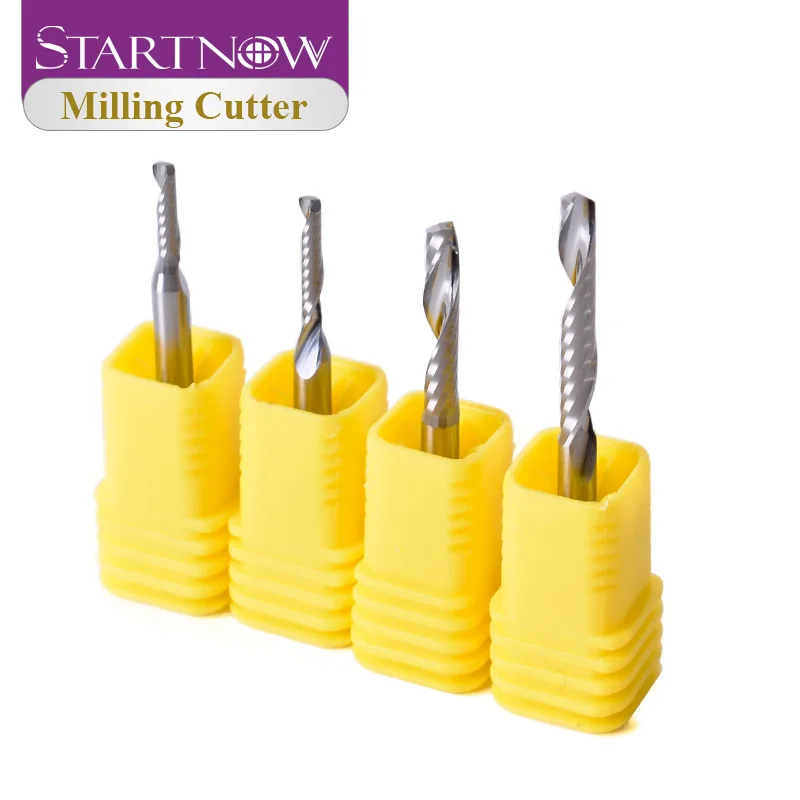 Startnow 5 unids/lote fresa acrílica brocas en espiral de una flauta MDF PVC grabado CNC Router Bit herramientas de corte de madera fresa