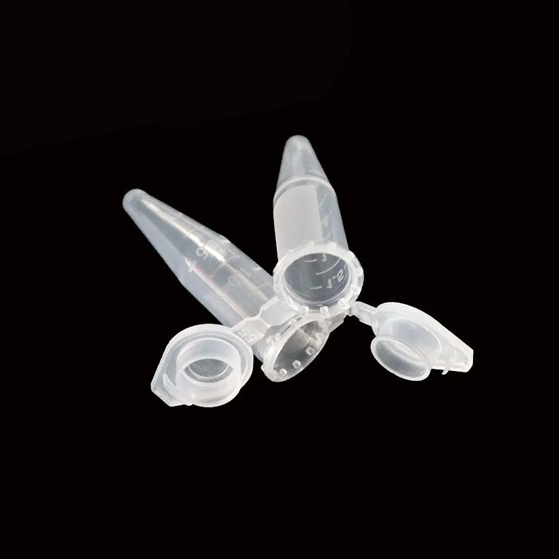 50 pezzi da 0,5 ml provette da centrifuga in micro plastica trasparente da laboratorio con coperchio a scatto, coperchi per contenitori per campioni di laboratorio