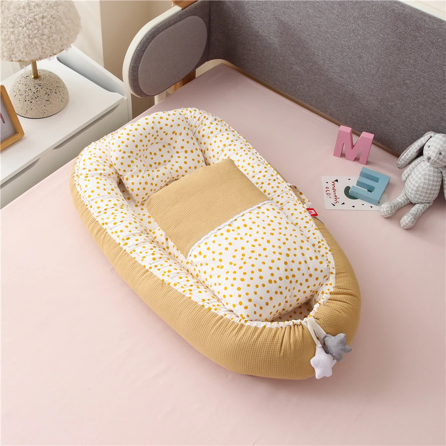 85*50Cm Di Động Nôi Cho Bé Kèm Mền Chần Gòn Mẫu Sơ Sinh VƯỜN Ươm Bông Babynest Bộ Chăn Ga Giường Cho Bé Trong giường Bionic Tử Cung Giường