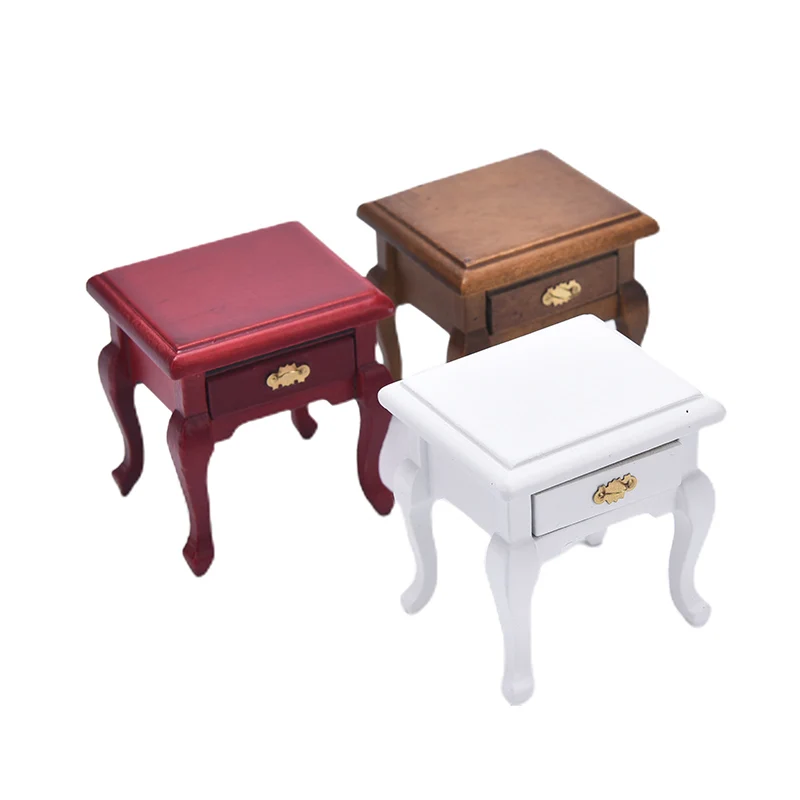 1 Chiếc 1/12 Nhà Búp Bê Thu Nhỏ Đồ Nội Thất Bằng Gỗ Đầu Giường Ngăn Kéo Bàn Nightstand Tủ