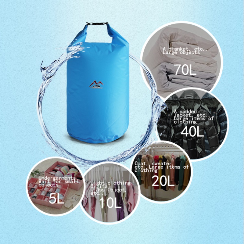 5/10/20/40/70 L bolsa seca impermeable al aire libre para acampar a la deriva senderismo natación Rafting kayak río Trekking bolsas