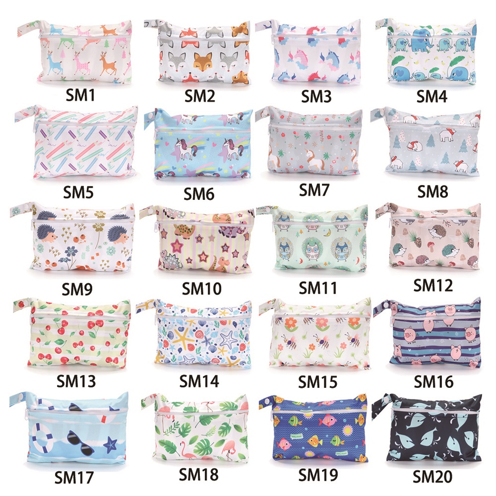 กระเป๋าเปียกขนาดเล็ก 15*22.5 ซม.ล้างทําความสะอาดได้ผ้าอ้อมผ้า Nappies กระเป๋ากันน้ํากีฬาว่ายน้ํากระเป๋าเดินทาง
