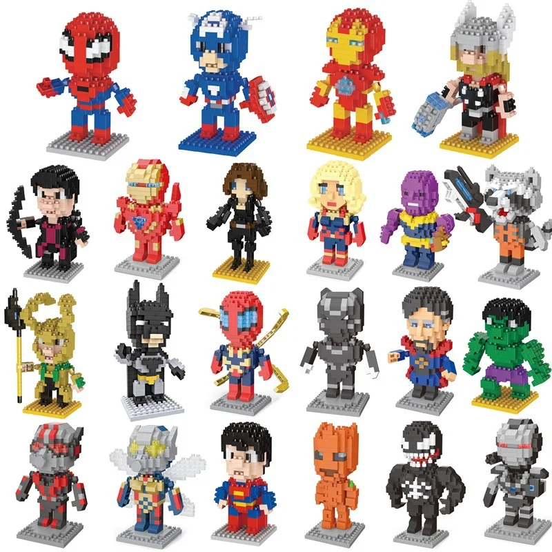 Disney Khối Xây Dựng Avengers Micro Kim Cương Các Hạt Nhỏ Lắp Ráp Xây Dựng Khối Sắt Người Nhện Đồ Chơi Tự Làm Các Khối Xây Dựng