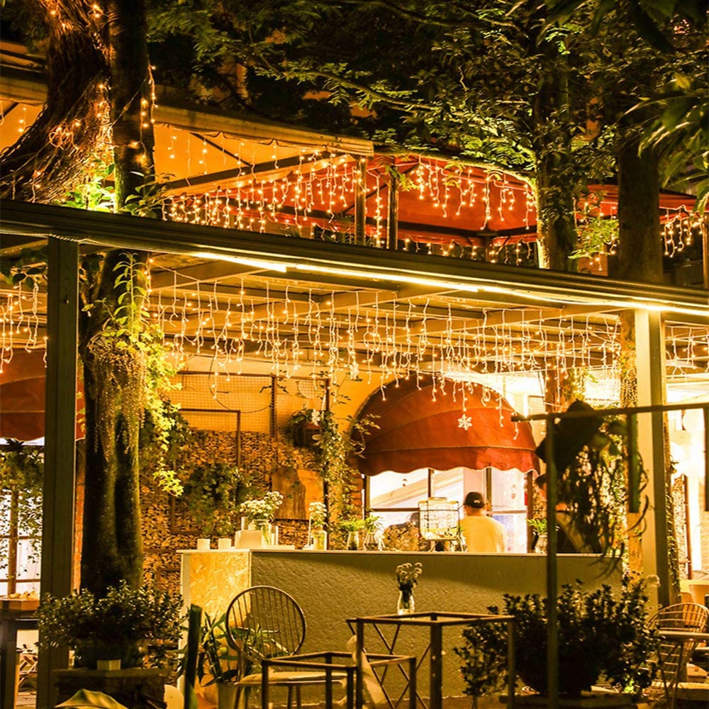 4M-12M LED Luci della stringa del ghiacciolo Tenda da fata Luci di compleanno Ghirlanda per giardino all'aperto Festa Casa Strada 2025 Decorazioni di Capodanno