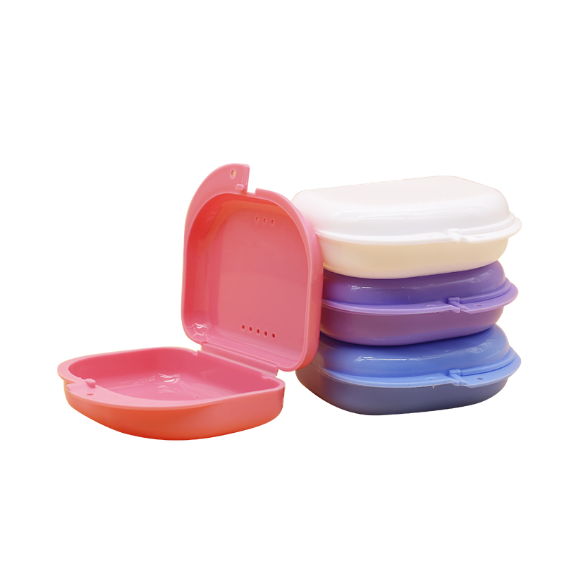 50Pcs Dental Orthodontic Retainer Box Denture Storage Container Mouth Guard Case with Vent Holes and Hinged Lid