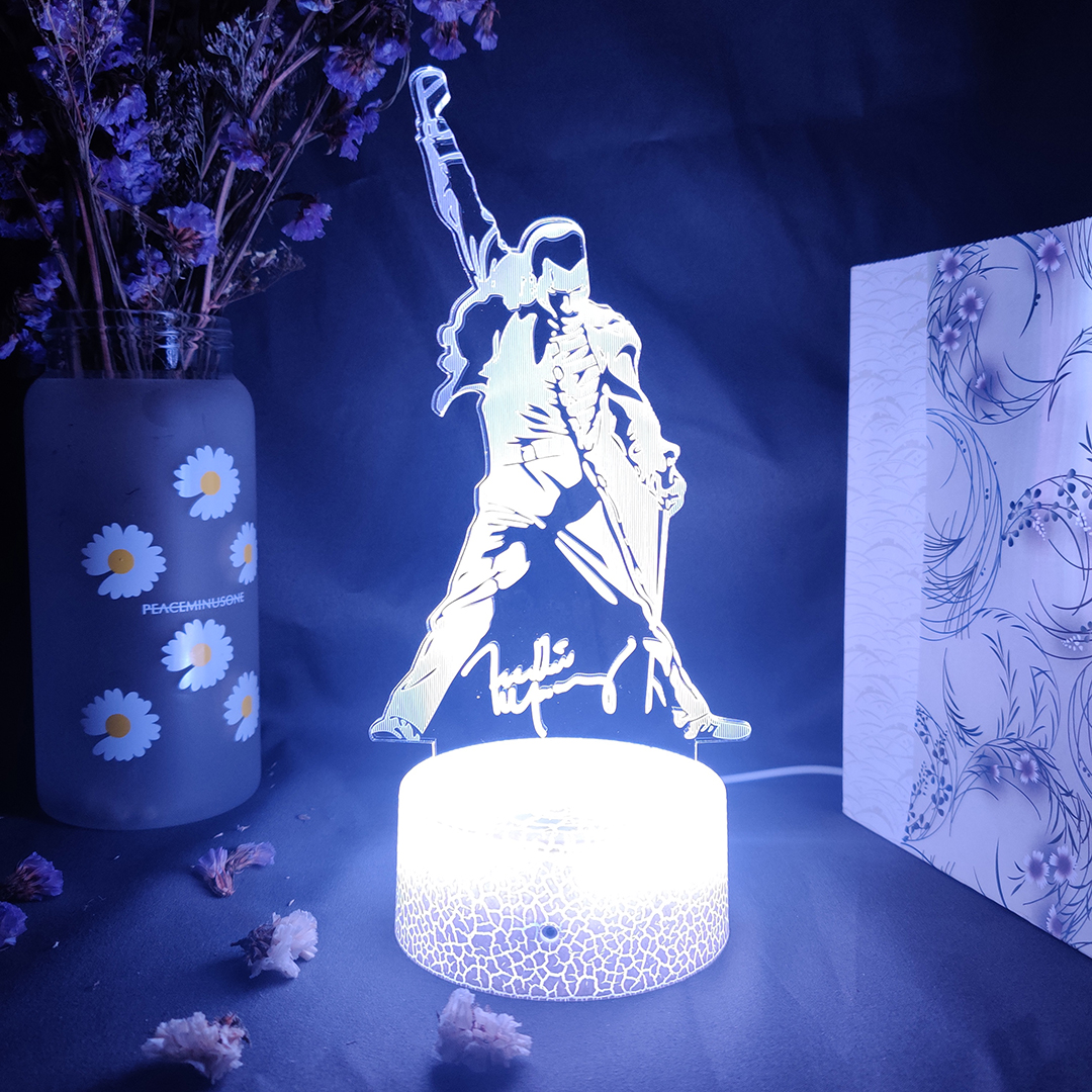 3D Led Night Light Queen Freddie Mercury Figure Color Changing Nightlight Office Bedroom Table Decor Lamp Xmas Gift Desktop Lamp