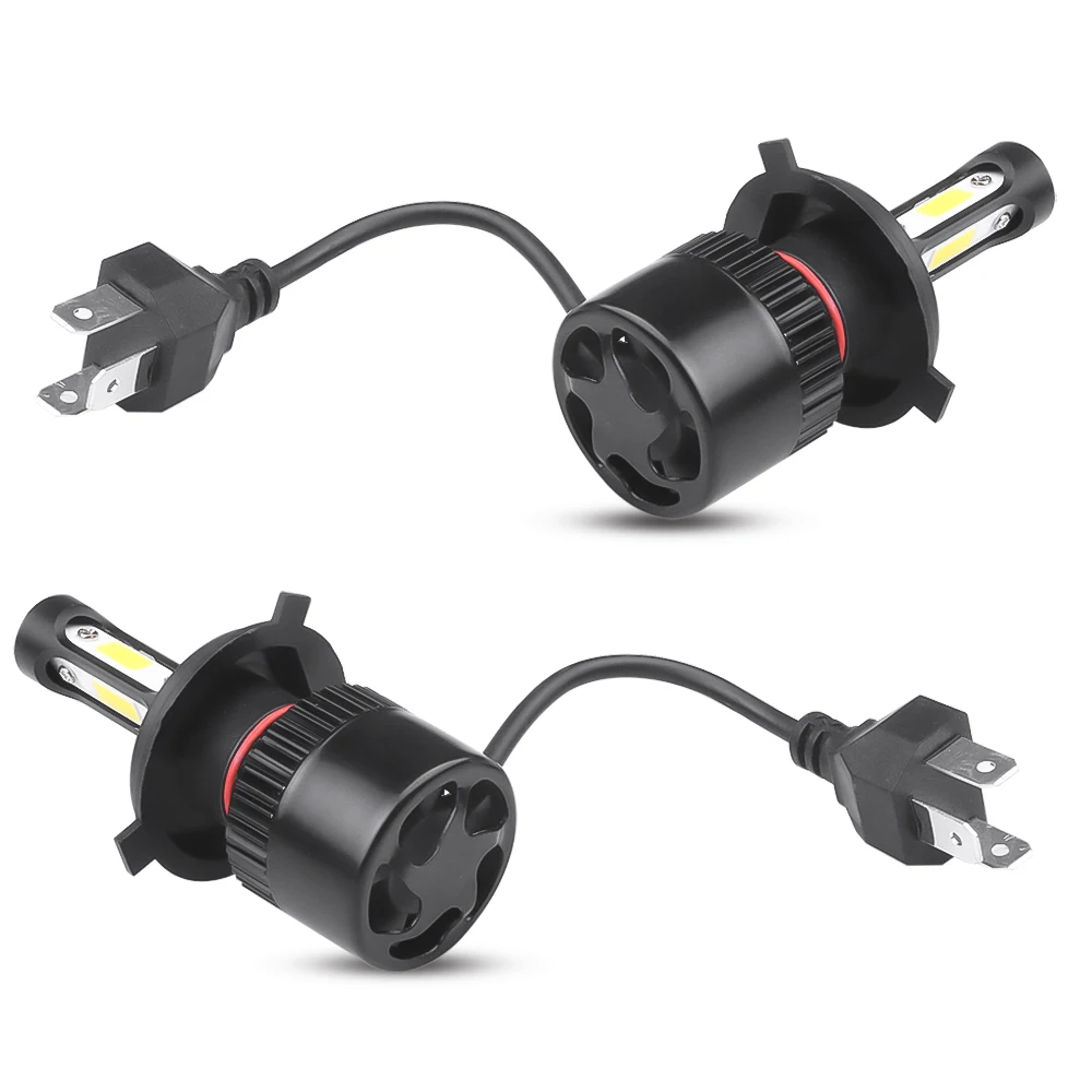 2 pçs h4 led farol do carro 3 chips cob auto s2 lâmpadas de cabeça do carro 72w 8000lm acessórios do carro 6500k led luz de nevoeiro 9-36v