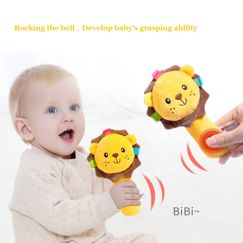 柔らかい布ガラガラ赤ちゃんのおもちゃ 0 12 ヶ月ぬいぐるみベビーぬいぐるみ漫画動物 BB スティックハンドベル教育ベビーゲームおもちゃ