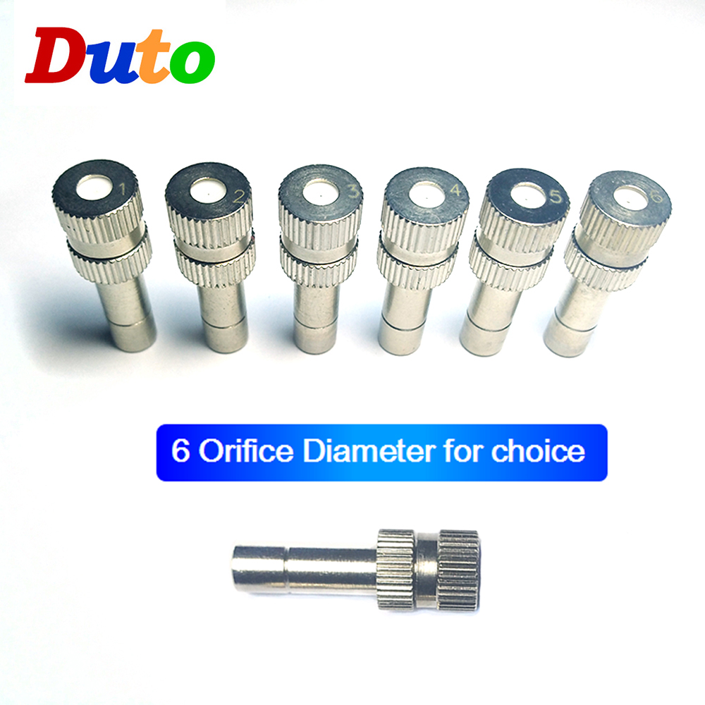 6Mm Nozel Kabut Lubang 0.1Mm-0.8Mm Konektor Cepat Atomisasi Semprotan Nosel untuk Pendinginan Luar Ruangan 50 Buah/Kotak