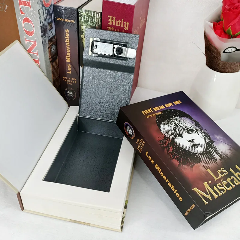 Livro secreto criativo escondido segurança cofre dinheiro jóias stash compartimento chave/bloqueio de código simulação de metal clássico estilo livro