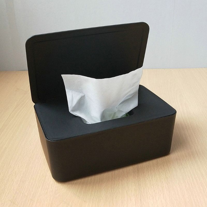 Khăn Ướt Hộp Đựng Giá Đỡ Có Nắp Đen Chống Bụi Mô Hộp Bảo Quản Cho Văn Phòng Nhà Store