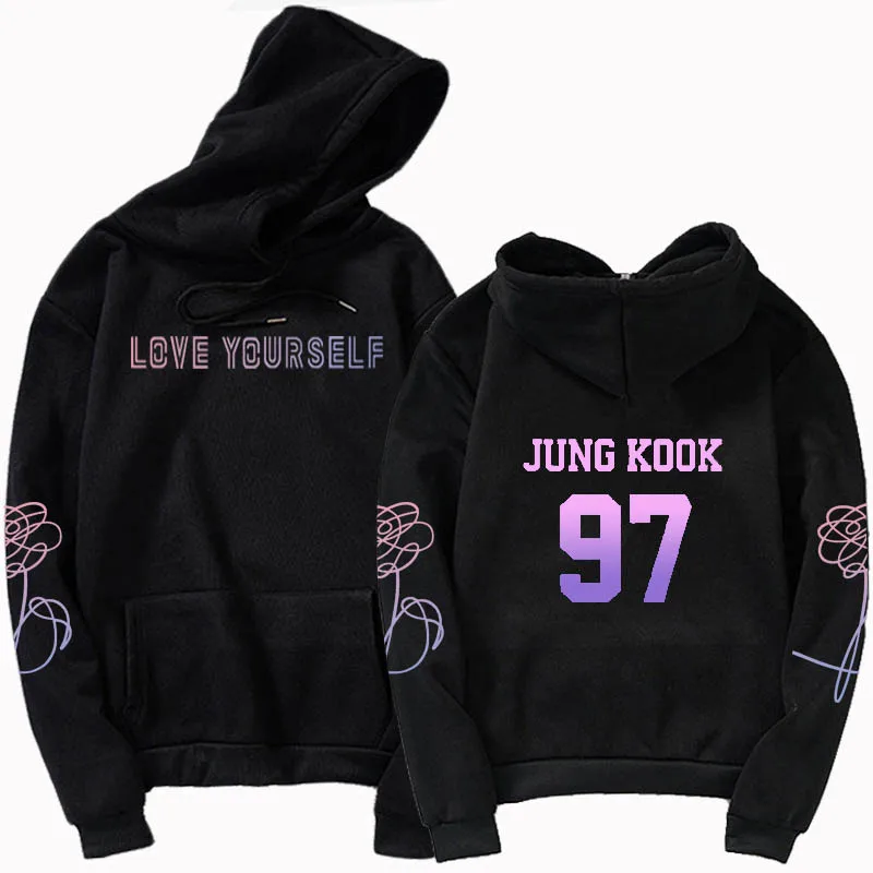 Jungkook unissex com capuz kpop jung kook hoodies 97 moletom love yourself kpop moletom com capuz xl para casual harajuku kpop com capuz