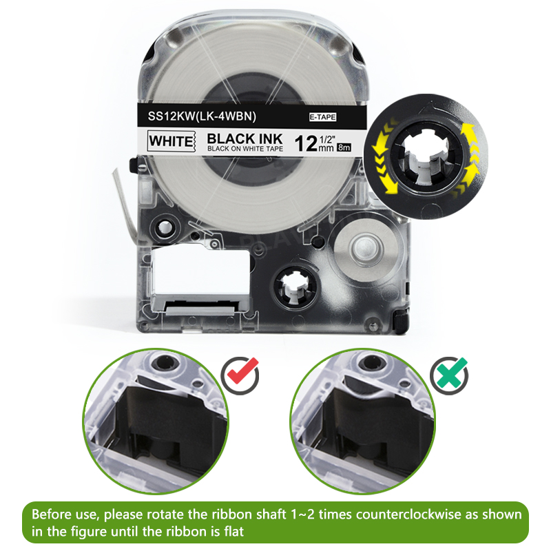 Plavetink 1 pcラベルテープSS12KWエプソンLW-300 LW-400 LW-600P LW-700 LC-4WBN9プリンタ12ミリメートル * 8メートルに黒