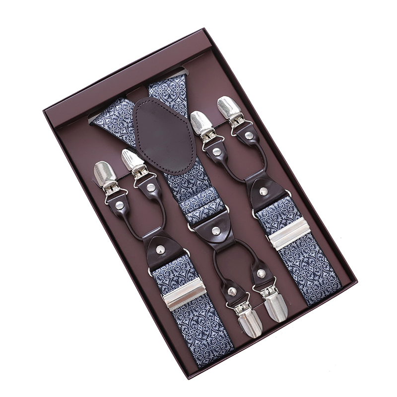 Tirantes Vintage de Cachemira para hombre, novio, padrinos de boda, fiesta, espalda en Y, 6 Clips de Metal, pantalones de esmoquin, tirantes, regalos para padre y marido