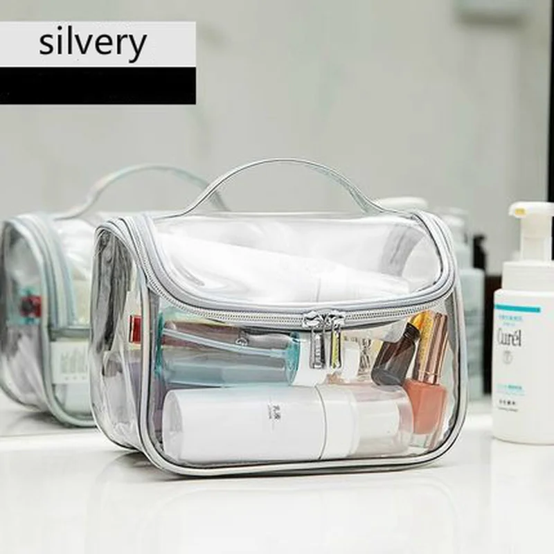 Trong Suốt Túi Dung Tích Lớn Đựng Mỹ Phẩm Đồ Vệ Sinh Lưu Trữ Đồ Chống Nước Dây Kéo Đơn Giản Du Lịch Di Động Ulzzang Hợp Thời Trang