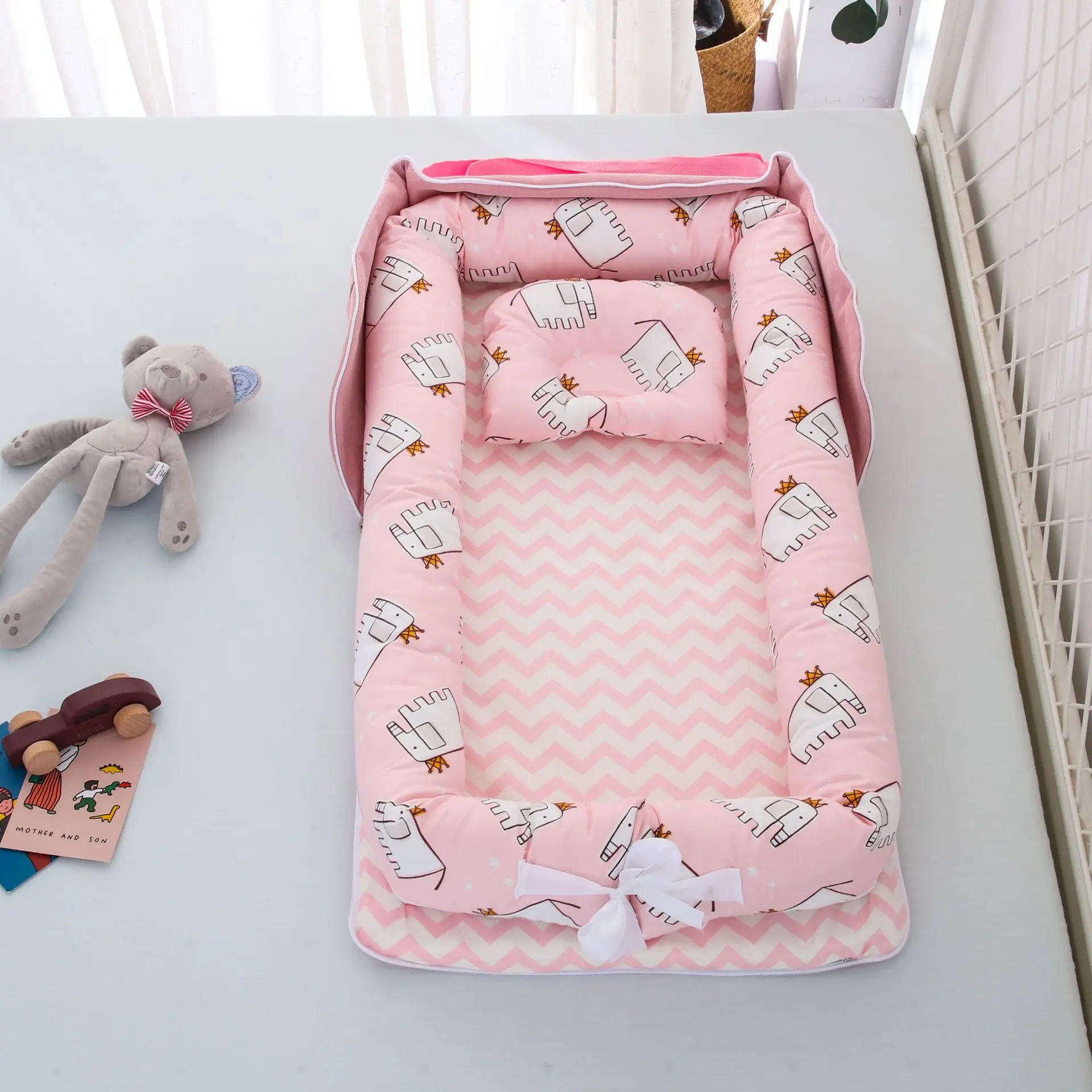 LazyChild แบบพกพาเด็ก Nest เตียงสำหรับชายหญิงเดินทางทารกผ้าฝ้าย Cradle เปลเด็กทารกแรกเกิดที่นอน