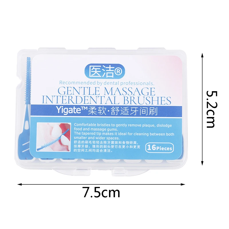 16pcs 부드러운 실리콘 치간 칫솔질 청소 치실 성인 칫솔 이쑤시개 칫솔 치과 휴대용 구강 관리 도구 뜨거운