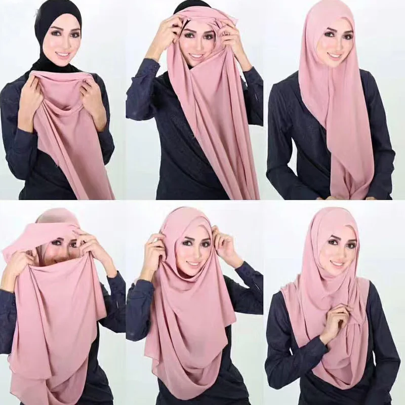 Hồi Giáo Áo Hijab Khăn Choàng Nữ Đôi Liền Khăn Femme Musulman Hồi Giáo Khăn Trùm Đầu Bông Khăn Choàng Bọc Cao Su 180*85cm