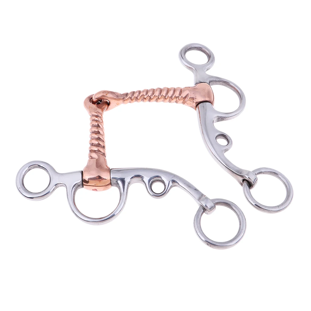 Aparejo para aperitivos de caballo de acero inoxidable con boca de articulación de tornillo de cobre, accesorios ecuestres para entrenamiento de caballos