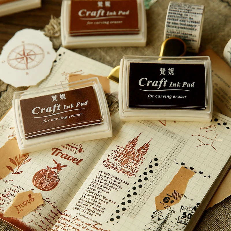 1 Vintage Nhiều Màu Thủ Công Mực Miếng Lót Cho Các Nhà Lập Kế Hoạch Tự Làm Thêu Sò Tem Nhật Ký