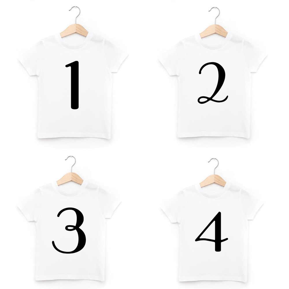Nomor Satu Nomor Baju Pesta Ulang Tahun Anak-anak Kemeja Anak-anak Jumlah T-Shirt Musim Panas Lengan Pendek Celana Kodok Tee Atasan Fesyen