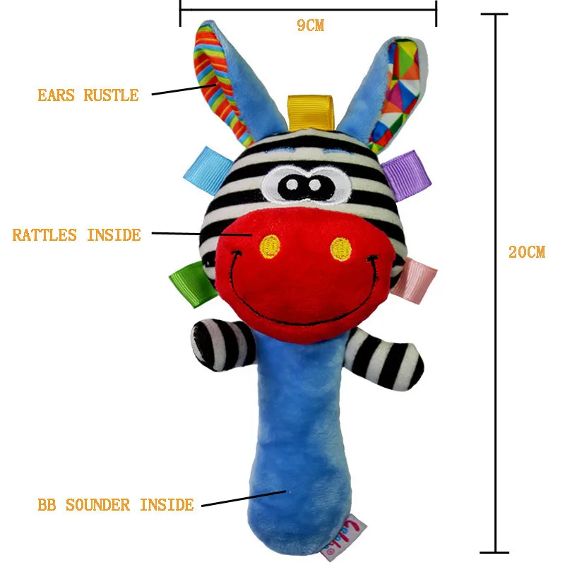 การ์ตูนสัตว์เด็ก Plush Rattle ของเล่นเด็ก 0-12 เดือนทารกเด็กวัยหัดเดิน Hand Bell ของเล่นทารกแรกเกิด Early การศึกษามือถือของเล่นของขวัญ