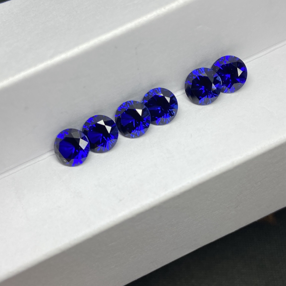 Meisidian 6.5Mm 34 # Korundum Bulat 5A Kualitas Lab Royal Biru Safir Batu Permata Longgar