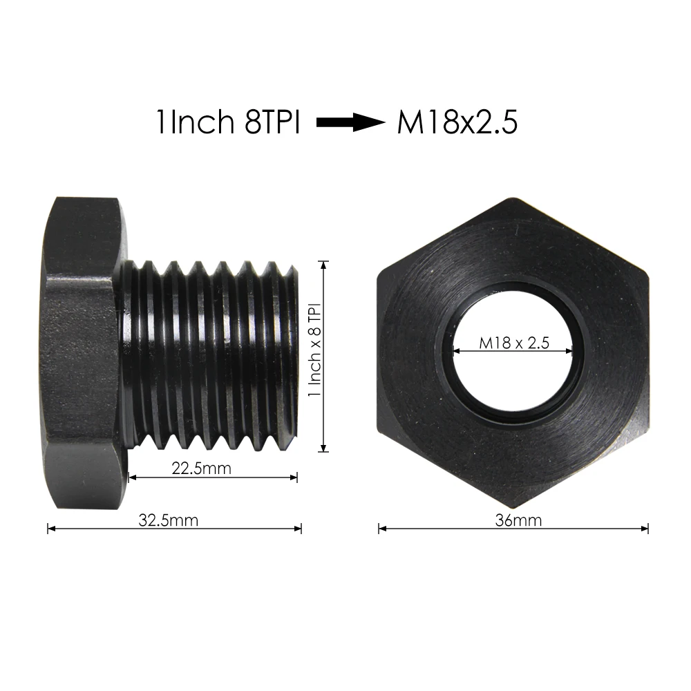 Lathe Headstock Spindle Adapter Thread 1" x 8TPI  M33 x3.5mm M18 -2.5mm Chuck Insert Wood Turning Woodworking Tool Accessories