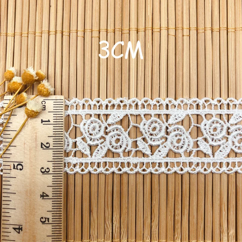3 ヤード水溶性 DIY ネックレス両側ローズポリエステルレース 3 センチメートル糸衣服アクセサリー刺繍衣類縫製アクセサリー