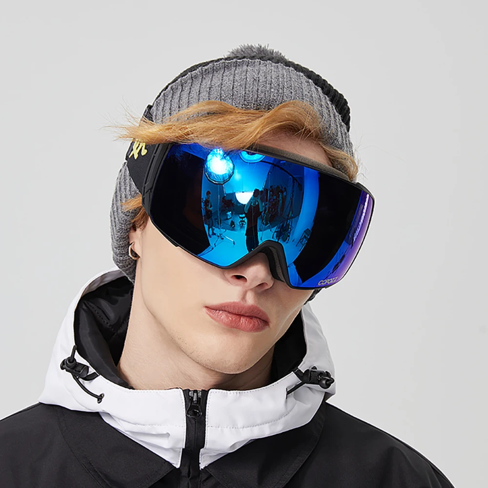 COPOZZ 新磁気偏光スキーゴーグルダブルレンズ男性女性防曇スキーメガネ UV400 保護スノーボードスキーアイウェア