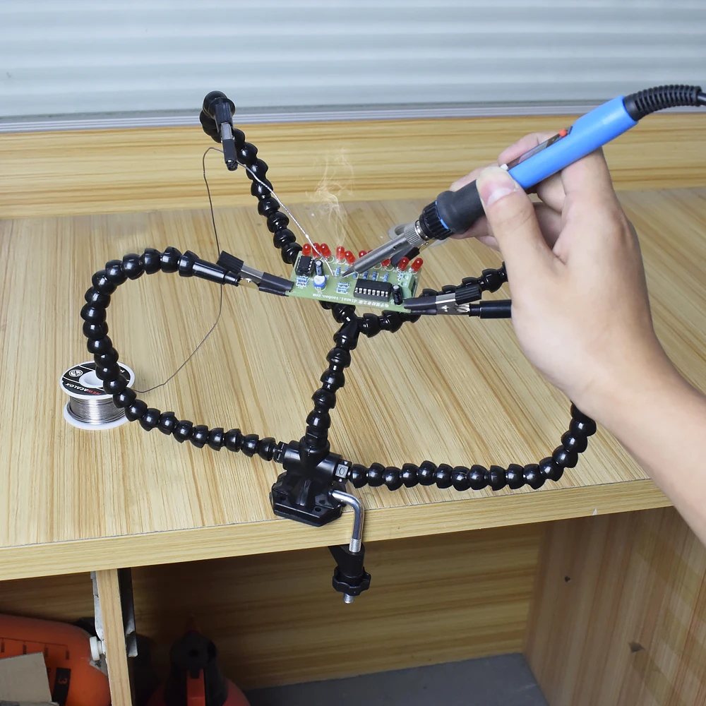 NEWACALOX Helping Hands Soldering, Third Hand PCB Circuit Board Holder Flexible Arms with Desk Clamp Base for Electronic Boards