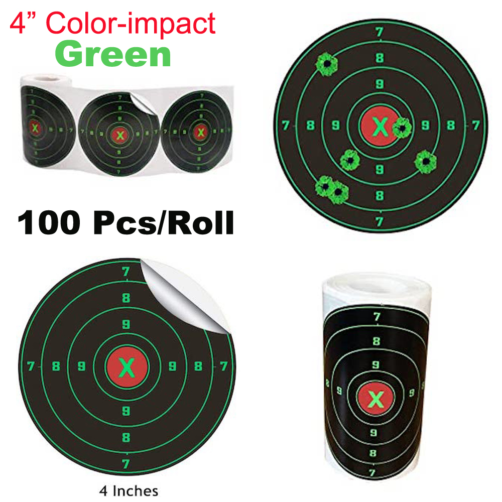4 "100 sztuk/rolka cele do strzelania 4-calowe reaktywne naklejki na cele samoprzylepny cel do pistoletu BB, pistoletu na pellet, Airsoft, karabinu