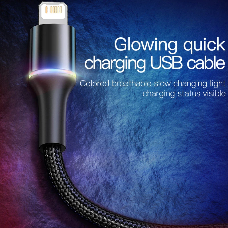 Baseus-Cable USB de carga rápida para iPhone, cargador de datos de 18W, iluminación, para iPad, 6, 6s, 7, 7s, 8, 8s 8 Plus, 11, 12, 13 Pro, XS, Max, X, XR