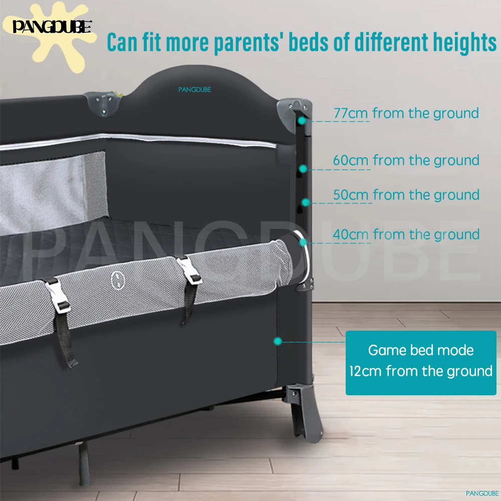 เปลเด็กพับได้สําหรับ 0-6 ปีเด็กทารกเตียงผู้ปกครองข้างเตียงเด็ก Multifunctional Cradle ผ้าอ้อมตารางเปลสําหรับ bebe