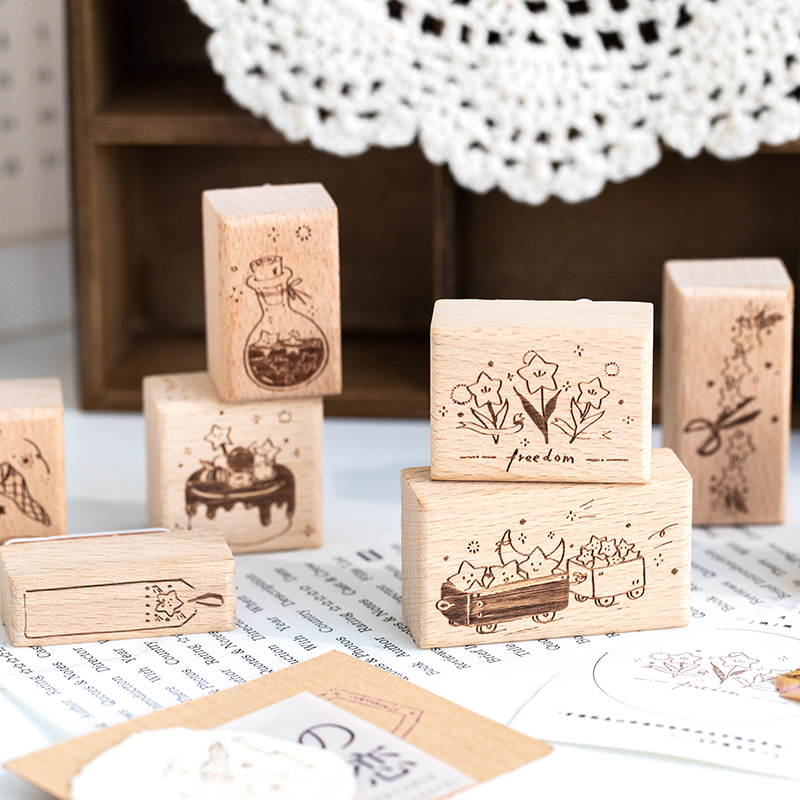 Yoofun スターリバーウッドスタンプ標準ゴムかわいいスタンプシール DIY スクラップブッキングジャーナルカードメイキング Decoroation 工芸品
