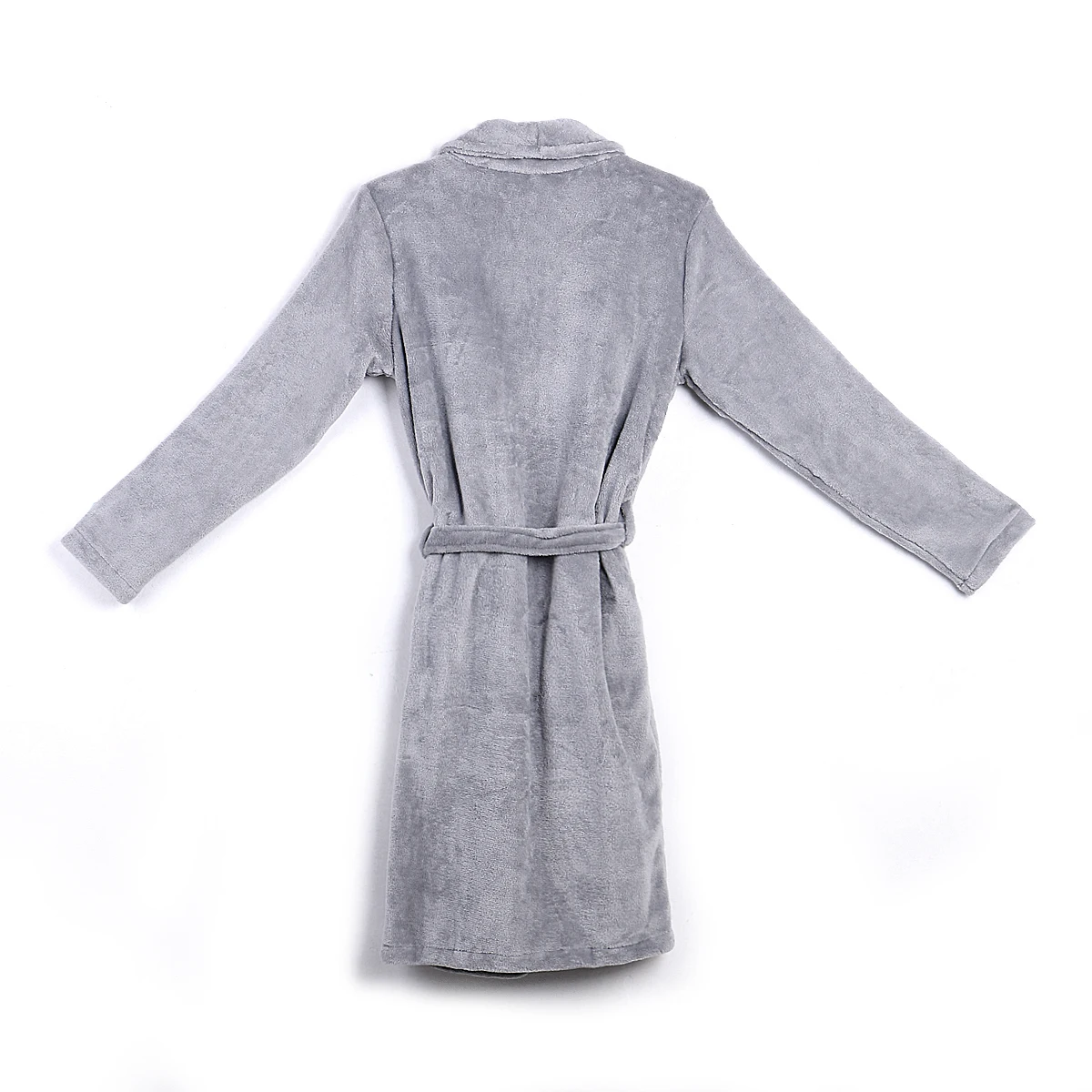 Casaul Men's Plush Shawl BathRobes with Sashes Men Soft Long Sleeve 2 Side Pockets Cloak Winter Solid Warm Dressing Gown M-XXL