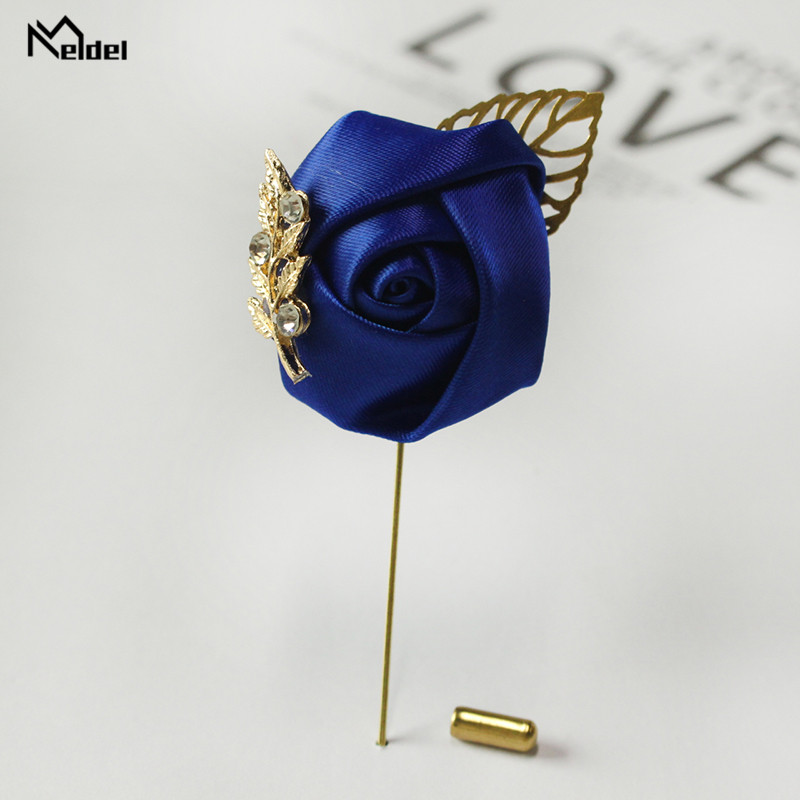 Meldel Groom Boutonniere Men Wedding Witness Brooch Silk Rose Boutonniere Man Corsage Pins Wedding Boutonniere Flower Prom Party