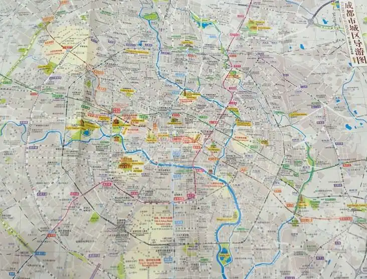 Mapa del recorrido turístico de Chengdu Versión china y inglesa de Chengdu Mapa de viaje Mapa de la ciudad de Chengdu