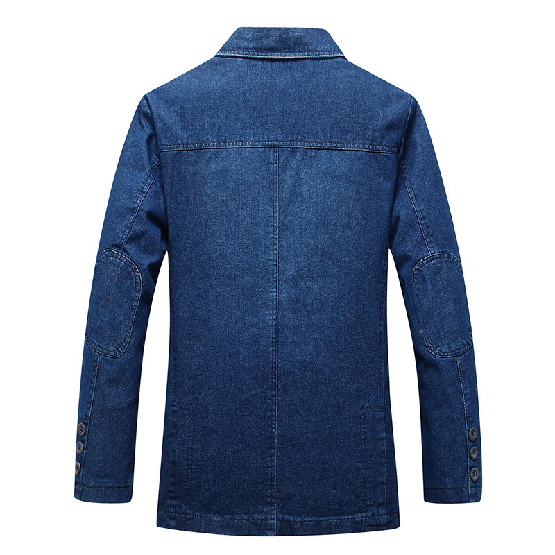 Blazer de mezclilla para hombre, traje Vintage de algodón a la moda, abrigo azul, chaqueta vaquera ajustada, Top 4Xl