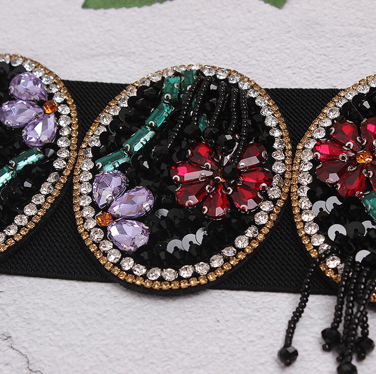 Fajas con cuentas de diamantes de imitación para mujer, corsés femeninos, cinturones de pretina, decoración, cinturón ancho, moda de pasarela, R2419