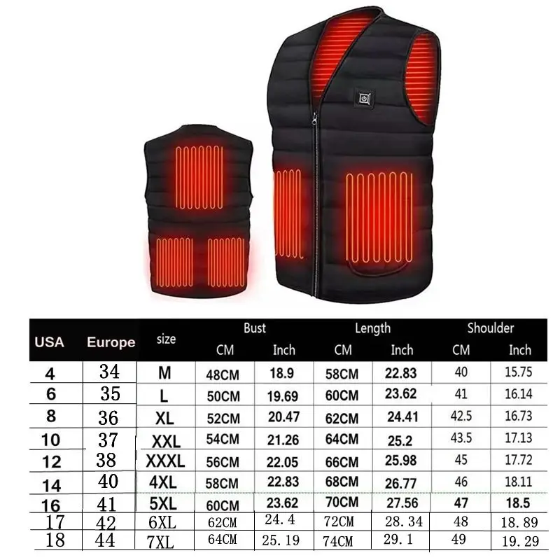 Chaleco calefactor de 11 áreas para hombre/mujer, chaleco informal con cuello en V y calefacción por USB, chaqueta calefactora de temperatura con Control inteligente, abrigo de algodón para caza de invierno